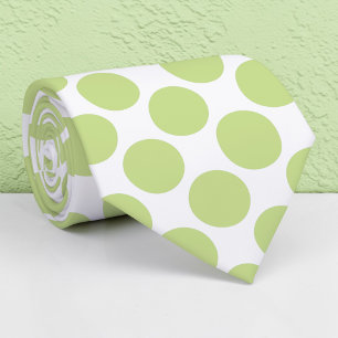 Seafoam Green Polka Dots on White Custom Necktie