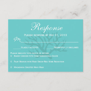 Seafoam Green Seahorse Wedding RSVP Response Cards
