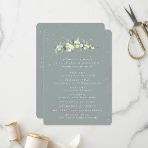 Seafoam Green Snowberry+Eucalyptus Stem Wedding Programme