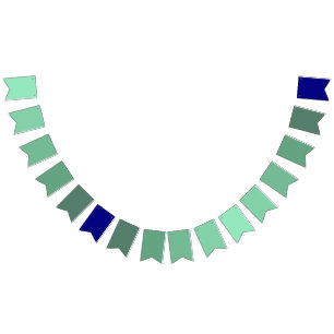 Seafoam Green to Navy Blue Gradient  Bunting