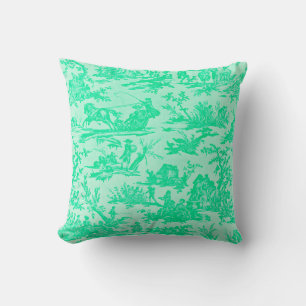 Seafoam Green Toile Cushion