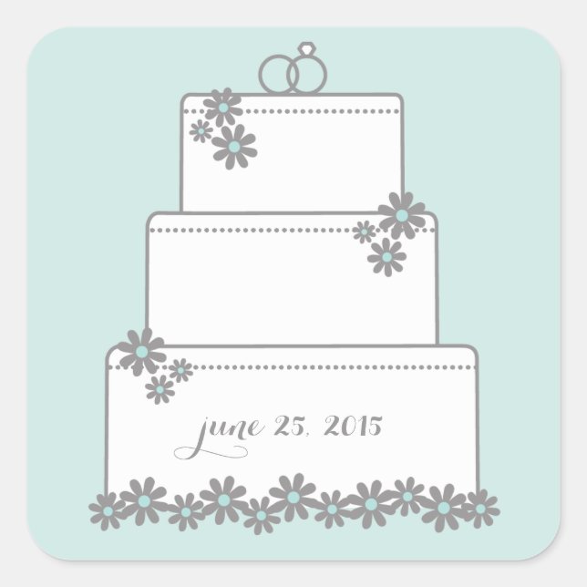 Seafoam Green Wedding Cake Favour Stickers (Front)