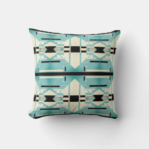 Seafoam Green White Black Large Tile Design Cushion