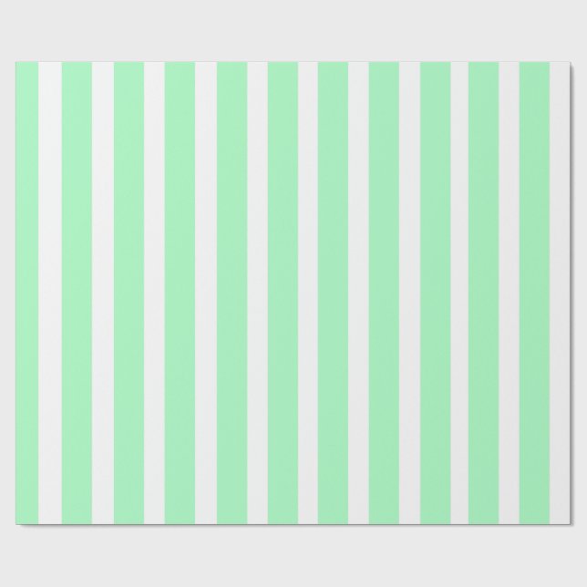 Seafoam Green & White Vertical Stripe  Wrapping Paper (Flat)