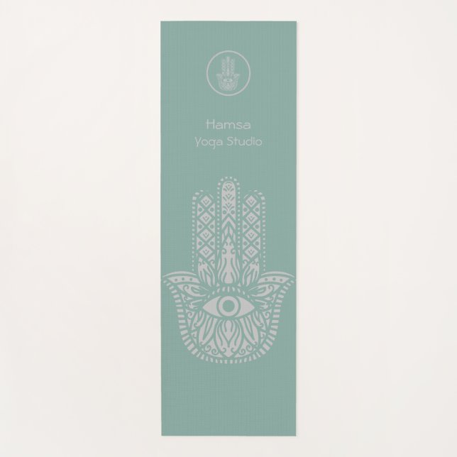 Seafoam Green Yoga Studio Hamsa Customisable Mat (Front)