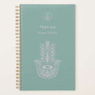 Seafoam Green Yoga Studio Hamsa Customizable Planner
