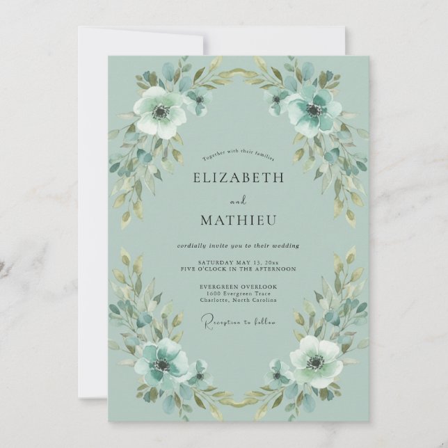 Seafoam Ivory Painted Wedding Invitation (Front)