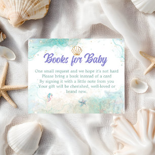 Seafoam Lavender Mermaid Books Request Enclosure Card