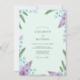 Seafoam Lilac Wisteria Wedding Invitation