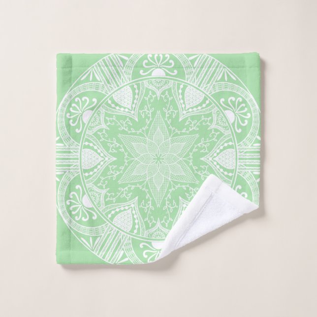 Seafoam Mandala Bath Towel Set (Wash Cloth)