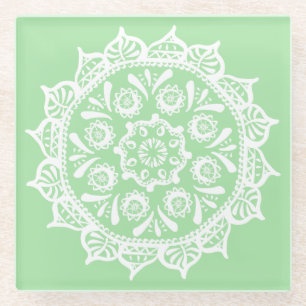 Seafoam Mandala Glass Coaster