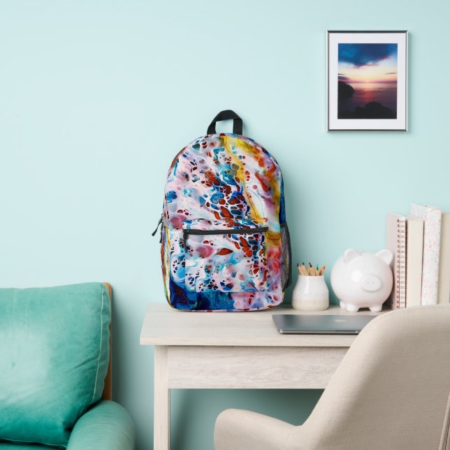 Seafoam marble printed backpack (Insitu)
