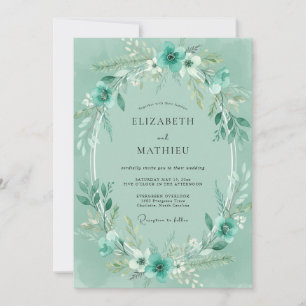 Seafoam Mint Foliage Eucalyptus Wedding Invitation