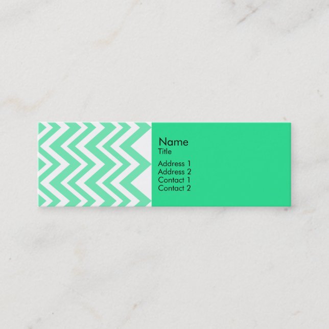 Seafoam Mint Green Zigzgag Pattern Mini Business Card (Front)