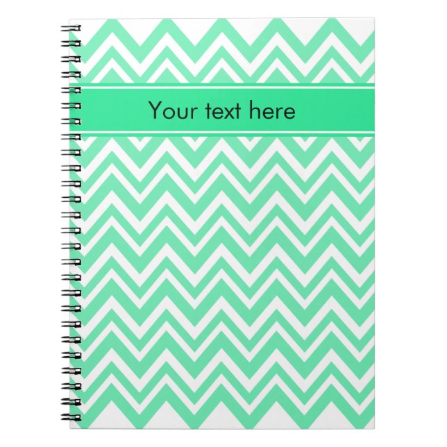 Seafoam Mint Green Zigzgag Pattern Spiral Notebook (Front)