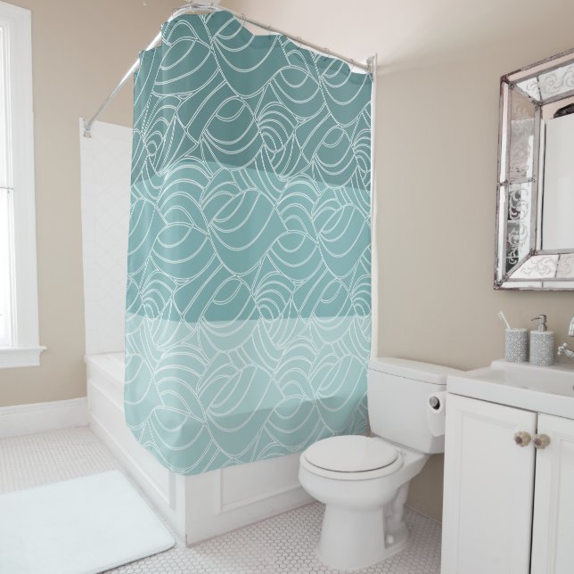 Seafoam Ocean Waves Shower Curtain (In Situ)