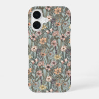Seafoam Pink Yellow Retro Wildflower