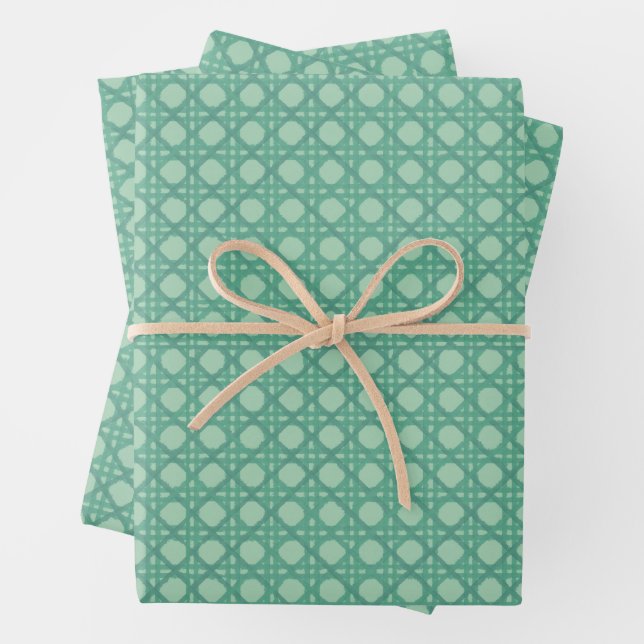 Seafoam Rattan Gift Wrap Sheets (In situ)