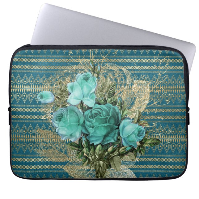 Seafoam Roses Bouquet Laptop Sleeve (Front)