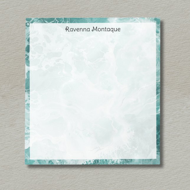 Seafoam Silver Border Elegant Custom Script Name Notepad (Creator Uploaded)