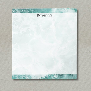 Seafoam Silver Striped Elegant Custom Script Name Notepad