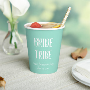 Seafoam Simple Colour Wedding Bride Tribe Paper Cups