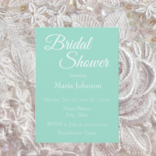 Seafoam Simple Style Bridal Shower Invitation