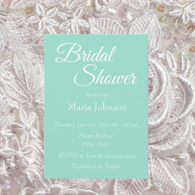 Seafoam Simple Style Bridal Shower Invitation (In Situ Wedding)