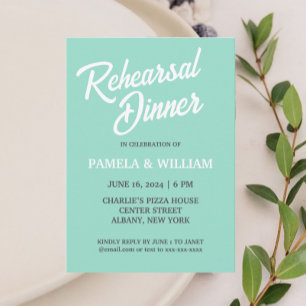 Seafoam Simple Style Wedding Rehearsal Dinner Invitation