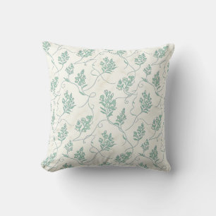 Seafoam Snapdragon Scandinavian Floral Throw Pillo Cushion