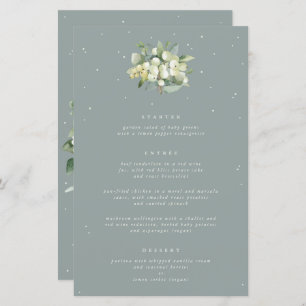 Seafoam Snowberry+Eucalyptus 3 Course Wedding Menu