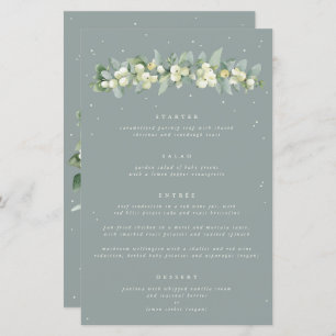 Seafoam Snowberry+Eucalyptus 4 Course Wedding Menu