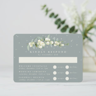 Seafoam Snowberry+Eucalyptus Wedding Multi-Event RSVP Card