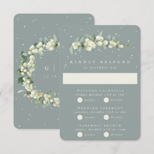 Seafoam Snowberry+Eucalyptus Wedding Multi-Event RSVP Card