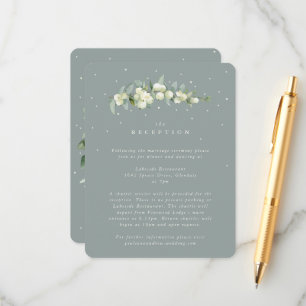 Seafoam Snowberry+Eucalyptus Wedding Reception Enclosure Card