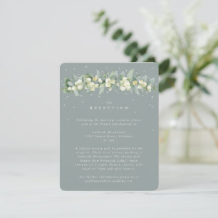 Seafoam Snowberry+Eucalyptus Wedding Reception Enclosure Card