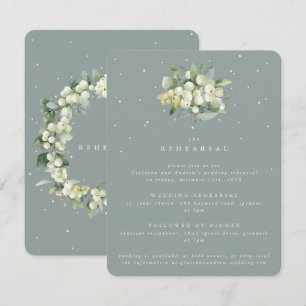 Seafoam Snowberry+Eucalyptus Wedding Rehearsal Enclosure Card