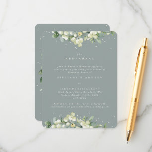 Seafoam Snowberry+Eucalyptus Wedding Rehearsal Enclosure Card