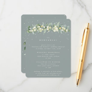 Seafoam Snowberry+Eucalyptus Wedding Rehearsal Enclosure Card