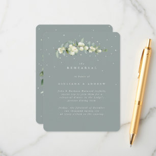 Seafoam Snowberry+Eucalyptus Wedding Rehearsal Enclosure Card