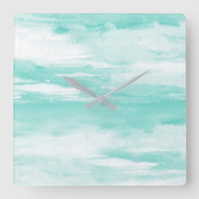 Seafoam Square Wall Clock (Front)