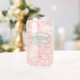 Seafoam Stylised Name Wedding Bridesmaid Glass