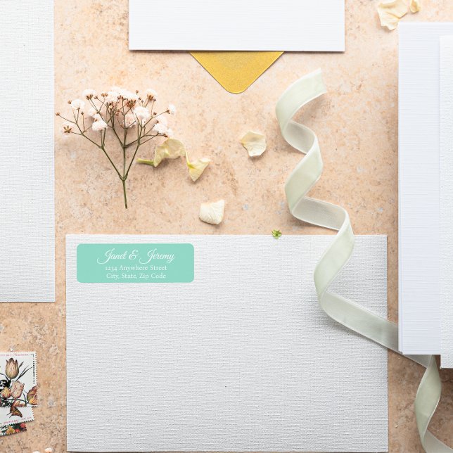 Seafoam Stylised Names Wedding Return Address (In Situ Wedding)