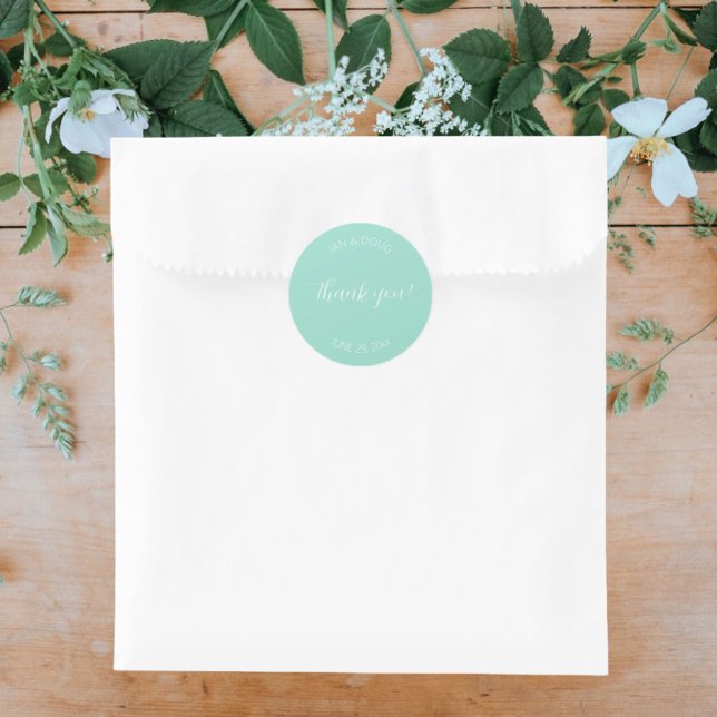 Seafoam Stylised Wedding Thank You Classic Round Sticker (In Situ Wedding)