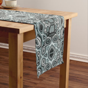 Seafoam Teal Green Grey Hip Bohemian Bali Art Medium Table Runner