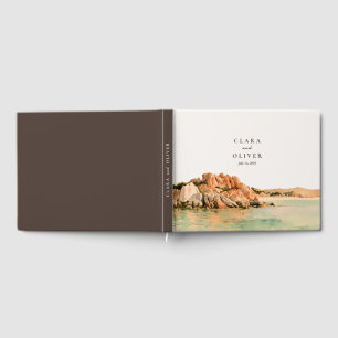 Seafoam Terracotta Sardinia Island Coast Wedding  Guest Book