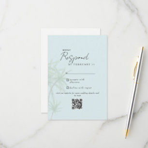 Seafoam Tropical Modern Wedding QR Code RSVP II Card