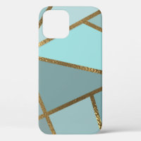 Seafoam Turquoise Green Blue & Bronze Geometric