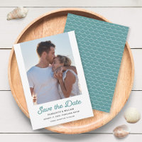 Seafoam Waves Photo Save the Date Card