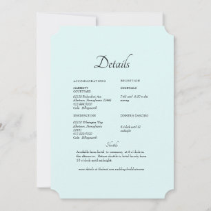 Seafoam White Hydrangea Floral Wedding Detail Invitation